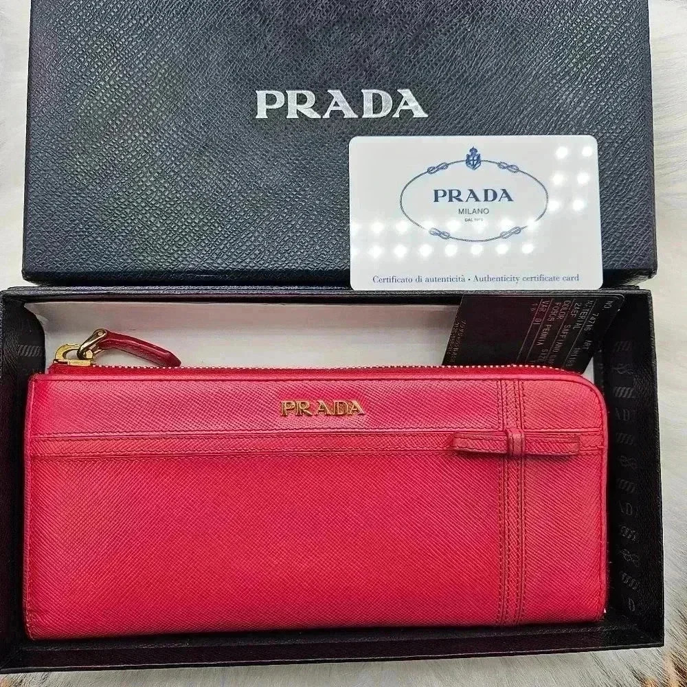 Prada Saffiano Peonia Pink  Zippy Wallet